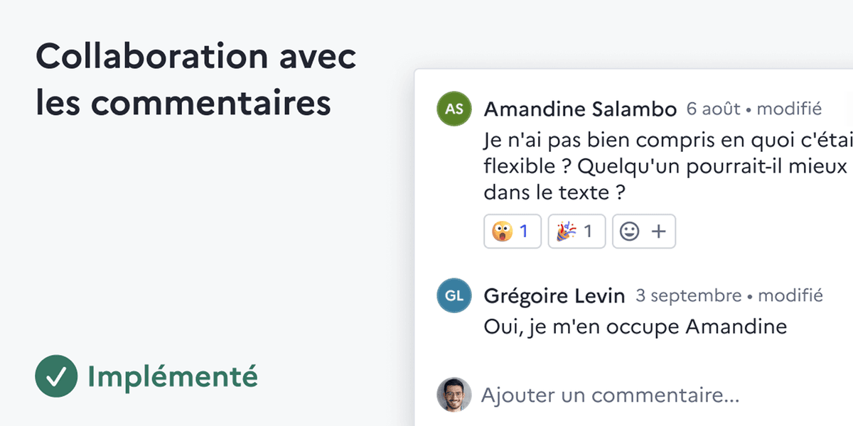 Collaboration avec les commentaires